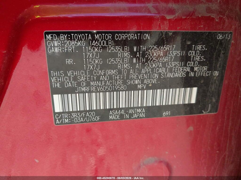JTMRFREV6D5019580 2013 TOYOTA RAV4 photo no. 9