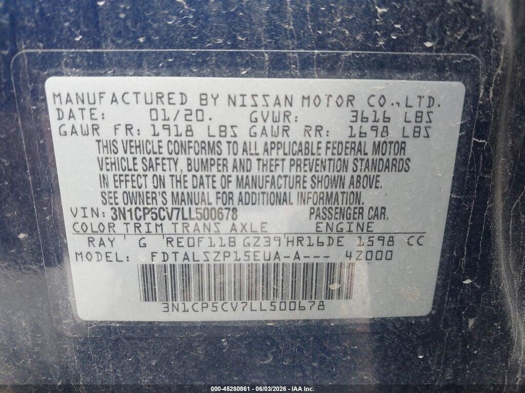 3N1CP5CV7LL500678 2020 NISSAN KICKS photo no. 9