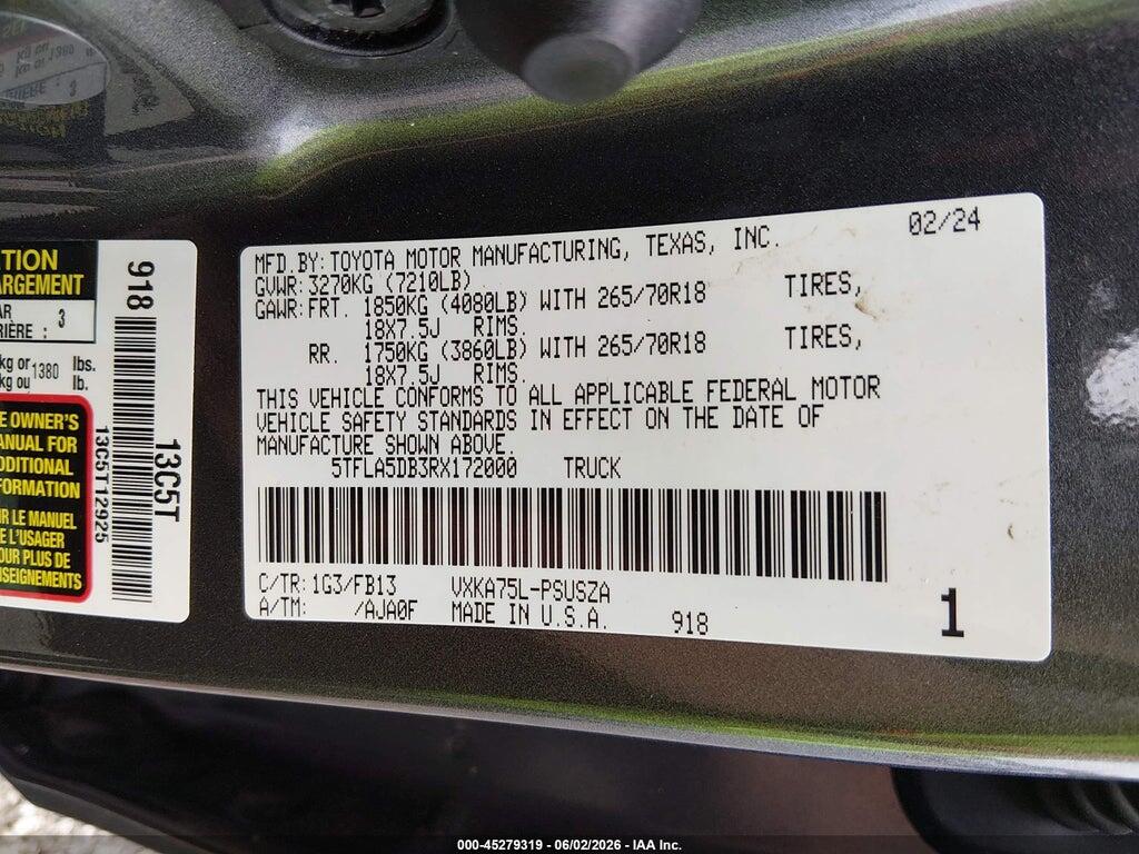 5TFLA5DB3RX172000 2024 TOYOTA TUNDRA photo no. 9