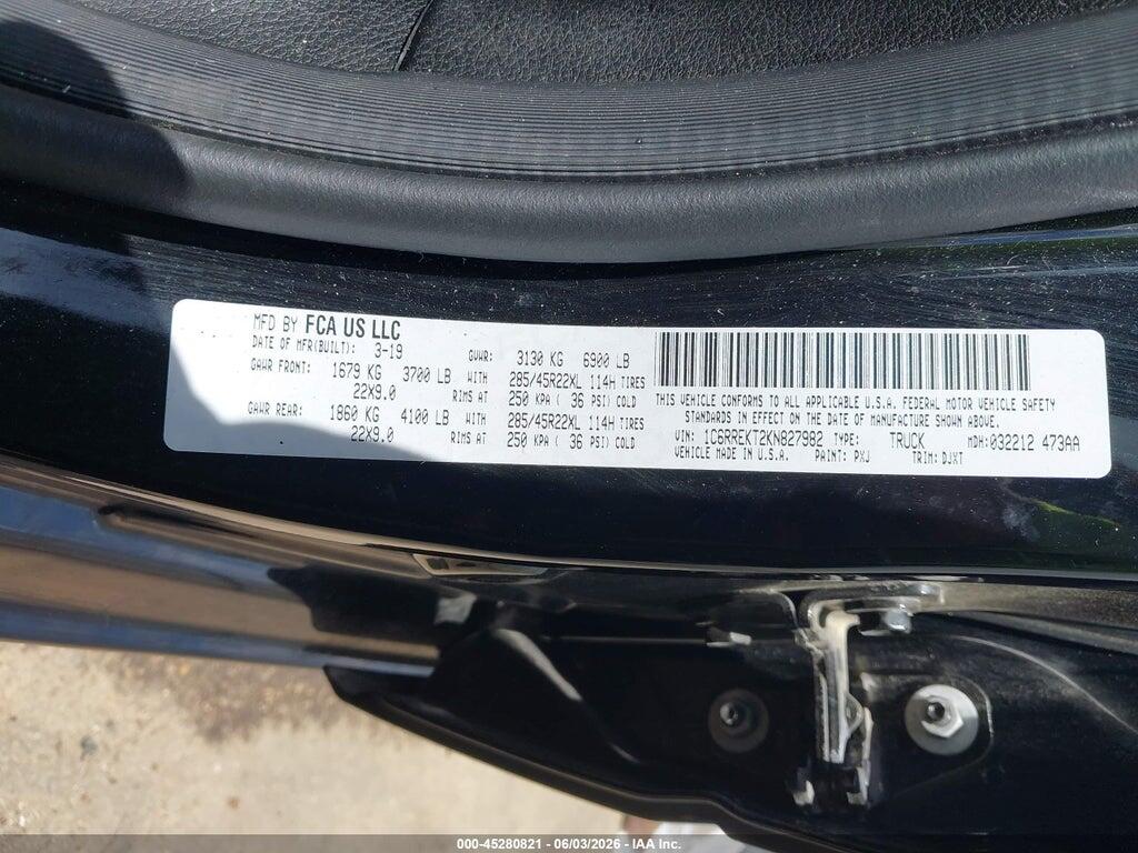 1C6RREKT2KN827982 2019 RAM 1500 photo no. 9