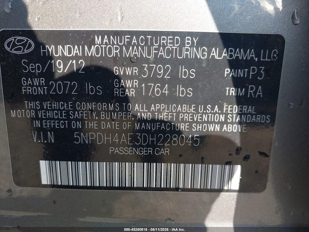5NPDH4AE3DH228045 2013 HYUNDAI ELANTRA photo no. 9