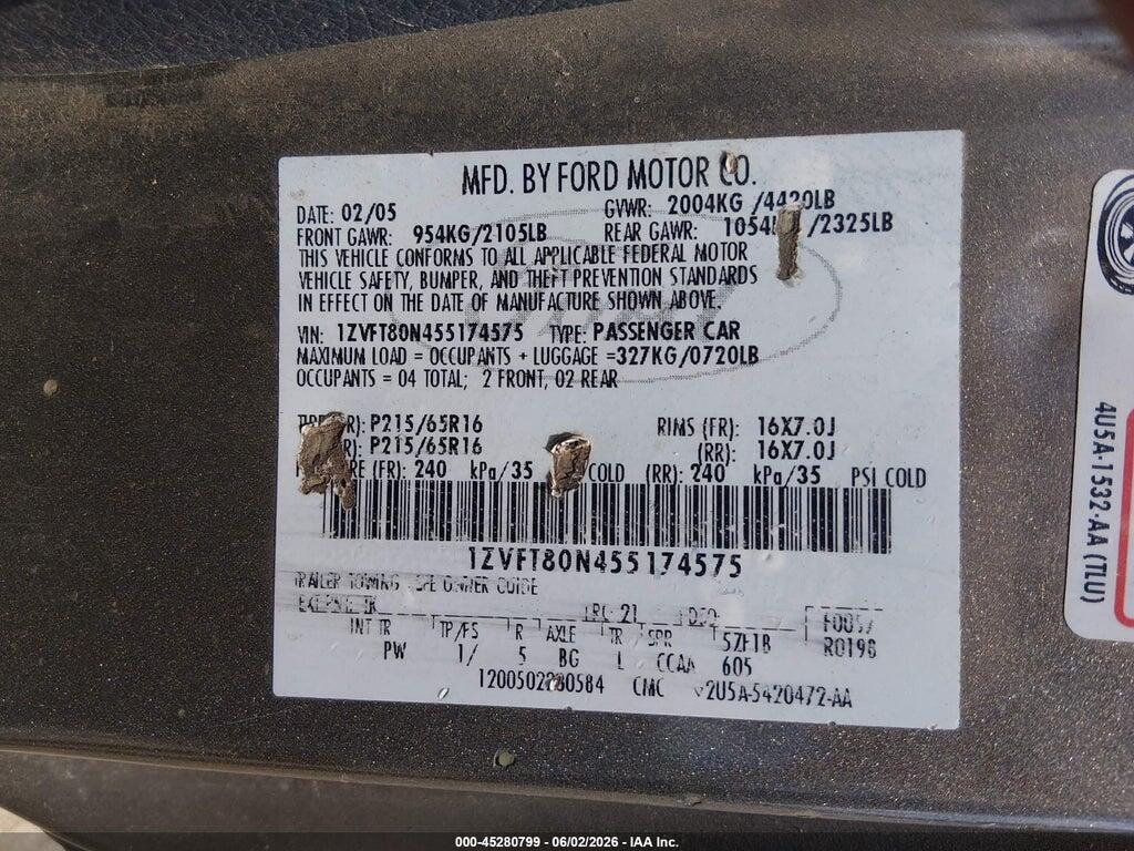 1ZVFT80N455174575 2005 FORD MUSTANG photo no. 9