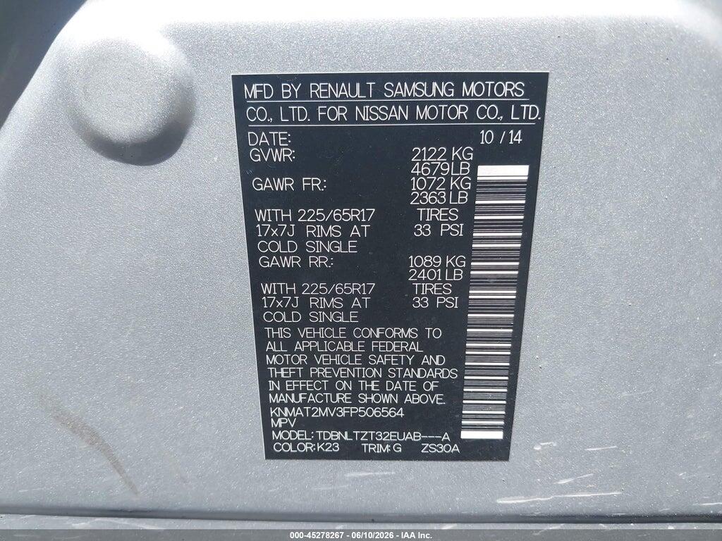 KNMAT2MV3FP506564 2015 NISSAN ROGUE photo no. 9