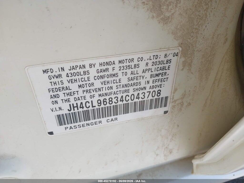 JH4CL96834C043708 2004 ACURA TSX photo no. 9