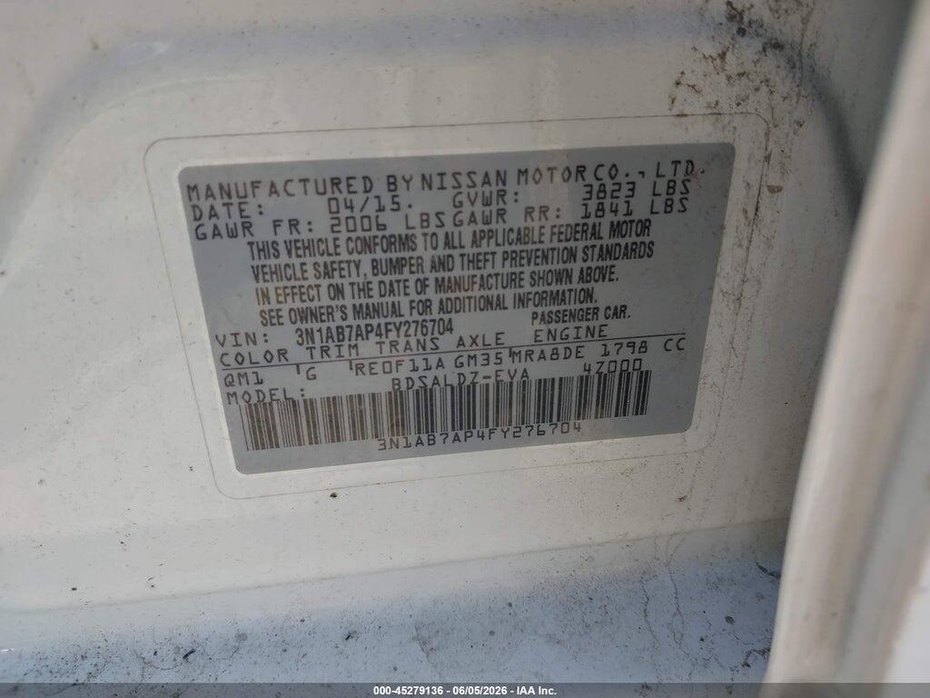 3N1AB7AP4FY276704 2015 NISSAN SENTRA photo no. 9