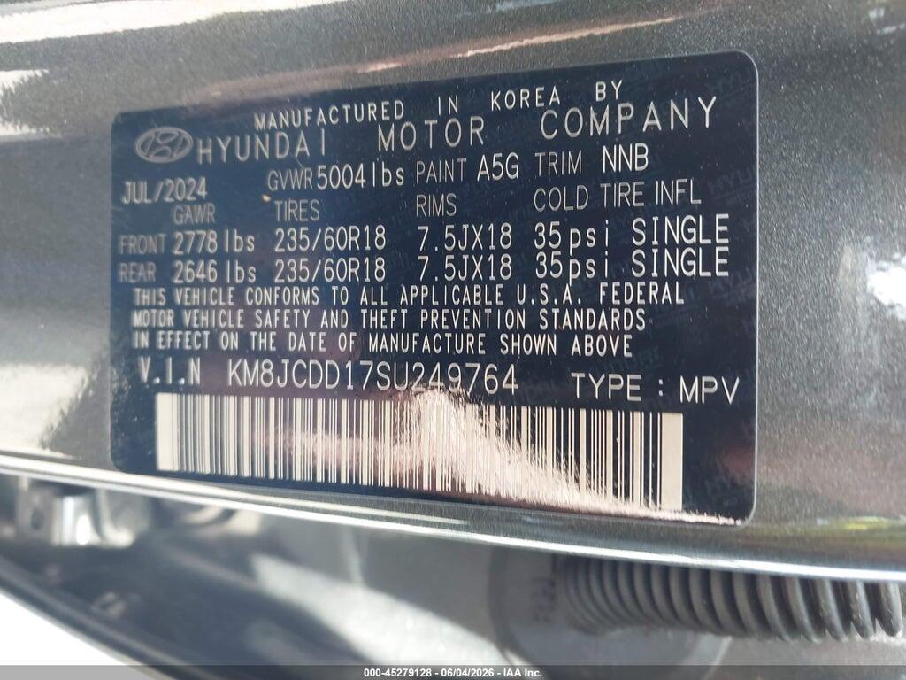 KM8JCDD17SU249764 2025 HYUNDAI TUCSON HYBRID photo no. 9