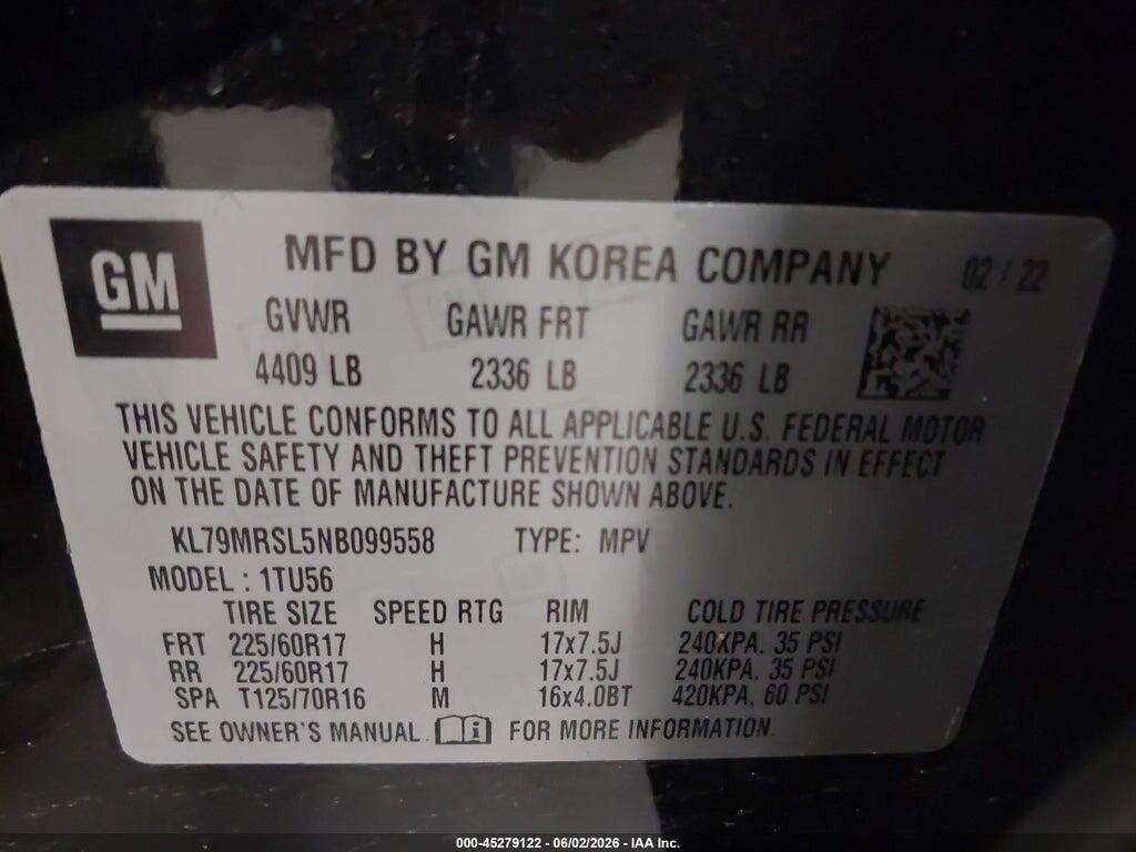 KL79MRSL5NB099558 2022 CHEVROLET TRAILBLAZER photo no. 9