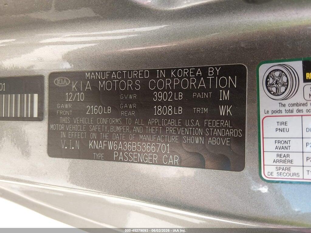 KNAFW6A36B5366701 2011 KIA FORTE KOUP photo no. 9