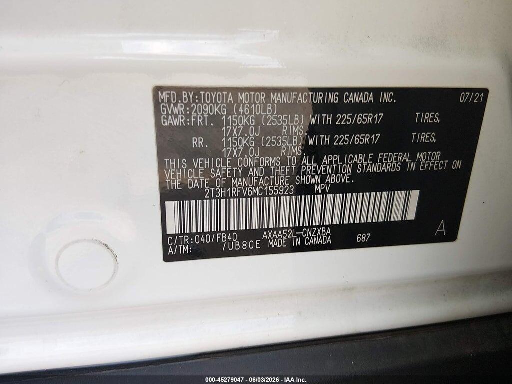 2T3H1RFV6MC155923 2021 TOYOTA RAV4 photo no. 9