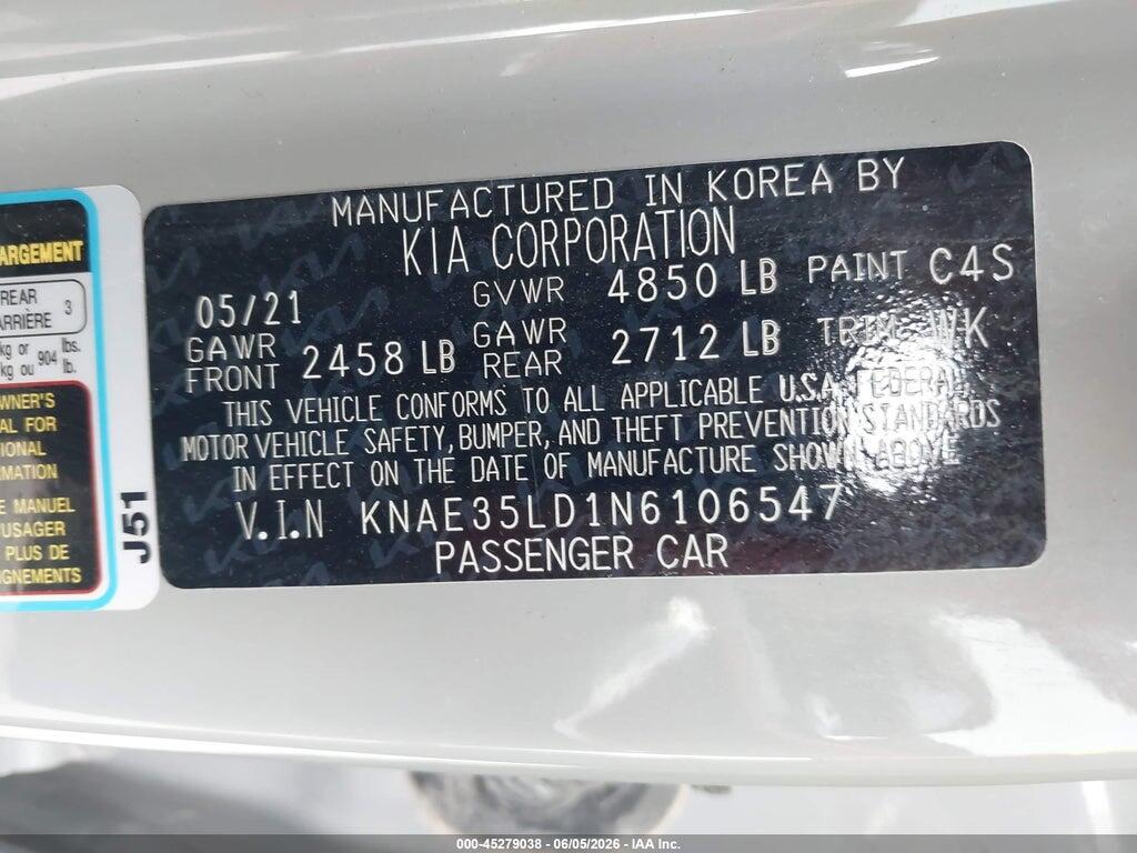 KNAE35LD1N6106547 2022 KIA STINGER photo no. 9