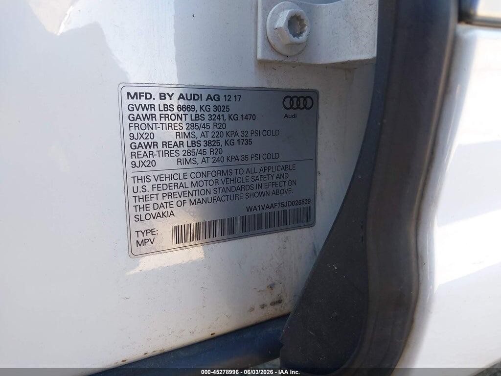 WA1VAAF75JD026529 2018 AUDI Q7 photo no. 9