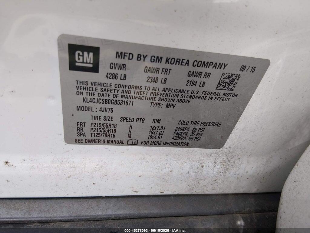 KL4CJCSB0GB531671 2016 BUICK ENCORE photo no. 9