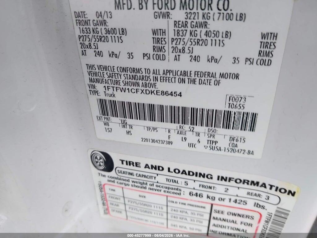 1FTFW1CFXDKE86454 2013 FORD F-150 photo no. 9