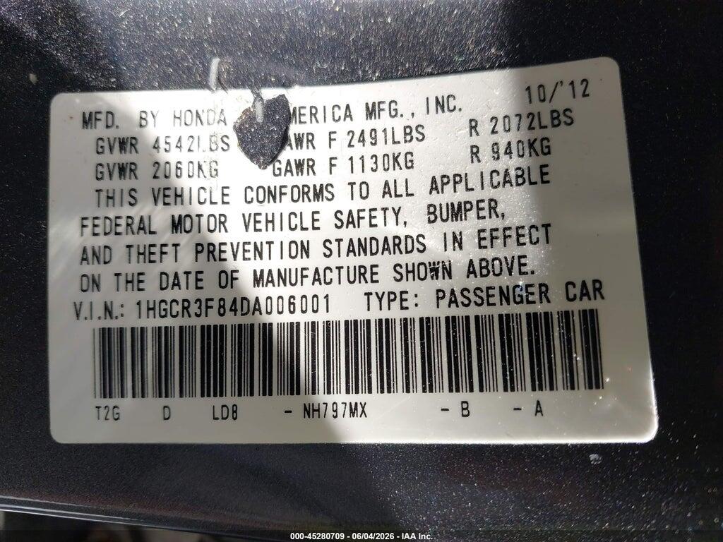 1HGCR3F84DA006001 2013 HONDA ACCORD photo no. 9