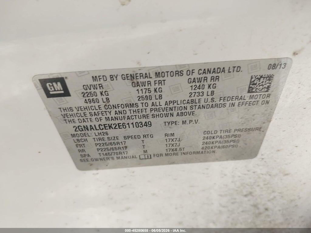 2GNALCEK2E6110349 2014 CHEVROLET EQUINOX photo no. 9