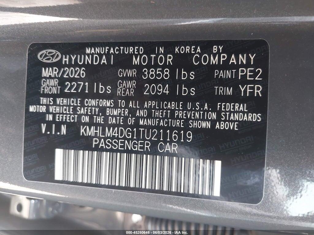 KMHLM4DG1TU211619 2026 HYUNDAI ELANTRA photo no. 9