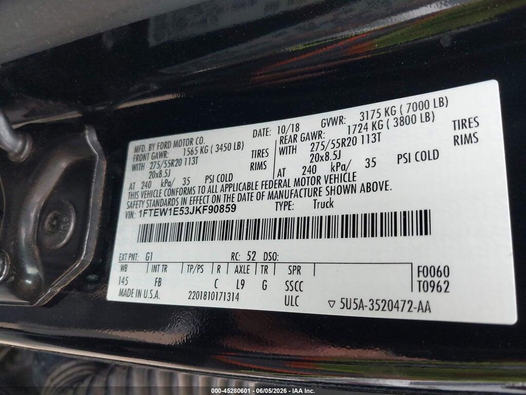 1FTEW1E53JKF90859 2018 FORD F-150 photo no. 9