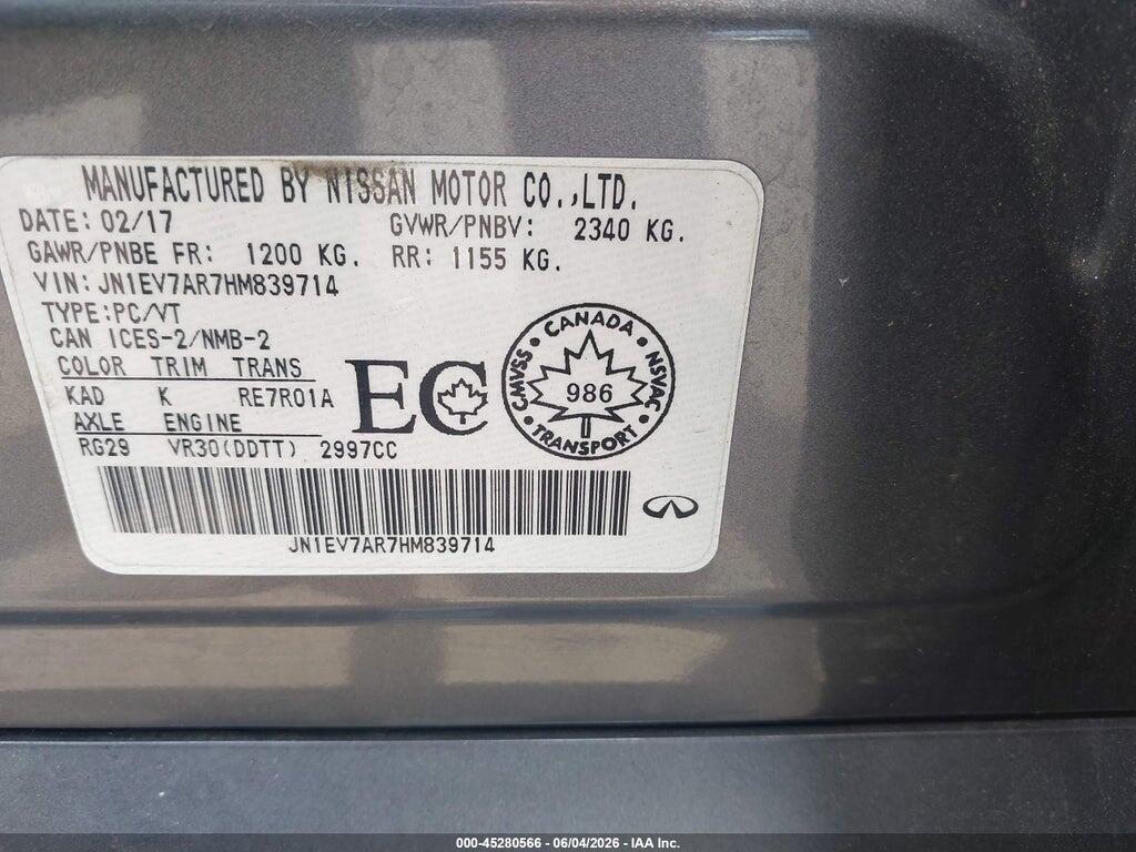 JN1EV7AR7HM839714 2017 INFINITI Q50 photo no. 9