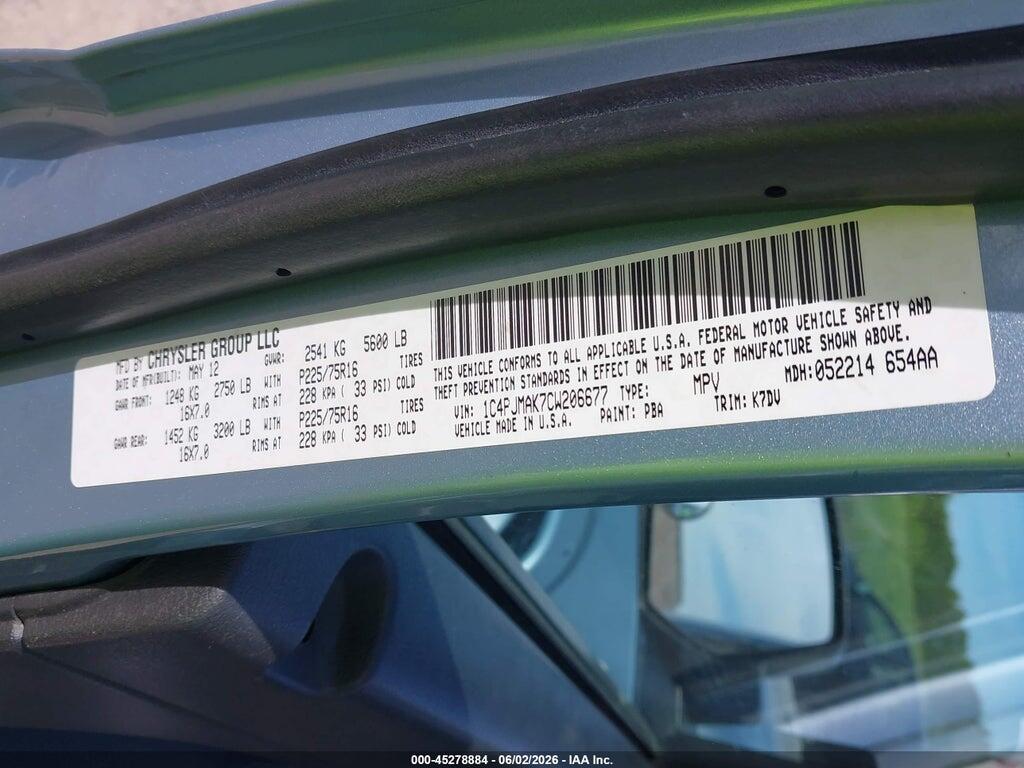 1C4PJMAK7CW206677 2012 JEEP LIBERTY photo no. 9