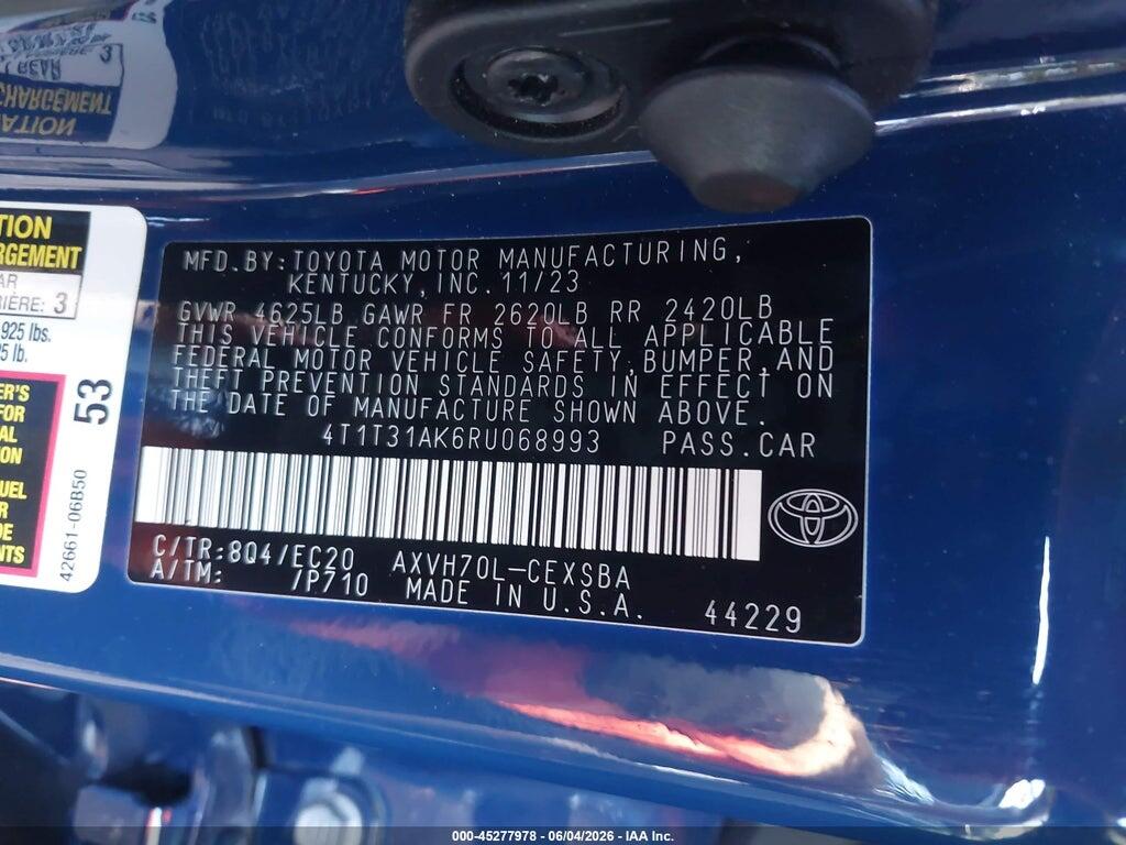 4T1T31AK6RU068993 2024 TOYOTA CAMRY HYBRID photo no. 9