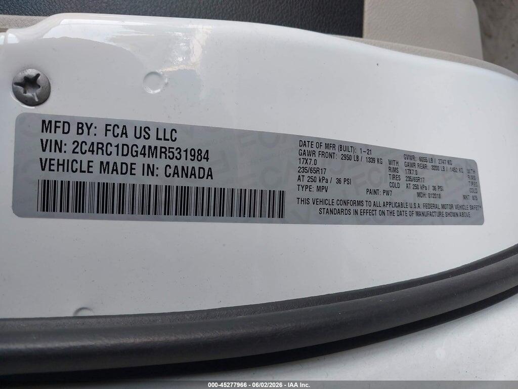 2C4RC1DG4MR531984 2021 CHRYSLER VOYAGER photo no. 9