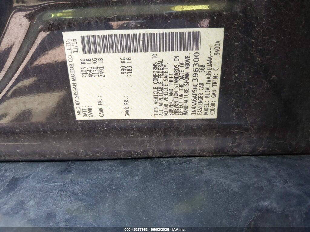 1N4AA6AP5HC396300 2017 NISSAN MAXIMA photo no. 9