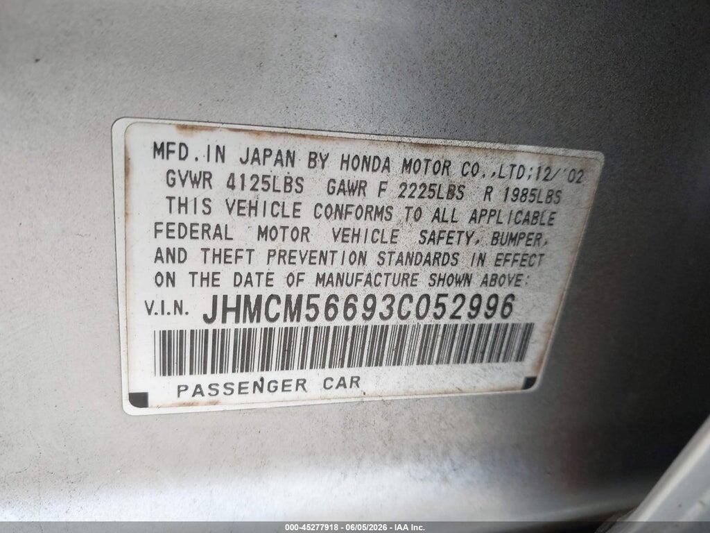 JHMCM56693C052996 2003 HONDA ACCORD photo no. 9