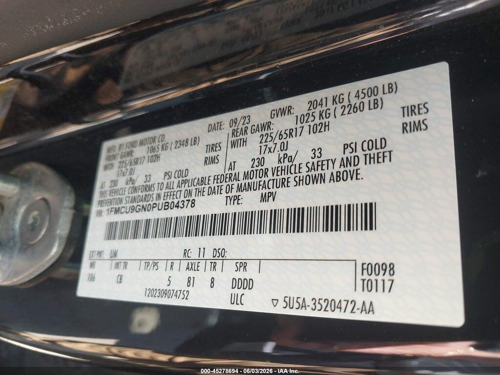 1FMCU9GN0PUB04378 2023 FORD ESCAPE photo no. 9