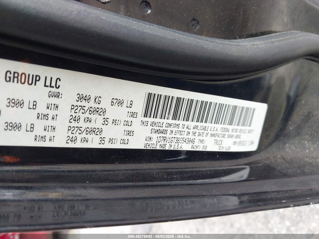 1D7RV1GT3BS543046 2011 RAM RAM 1500 photo no. 9