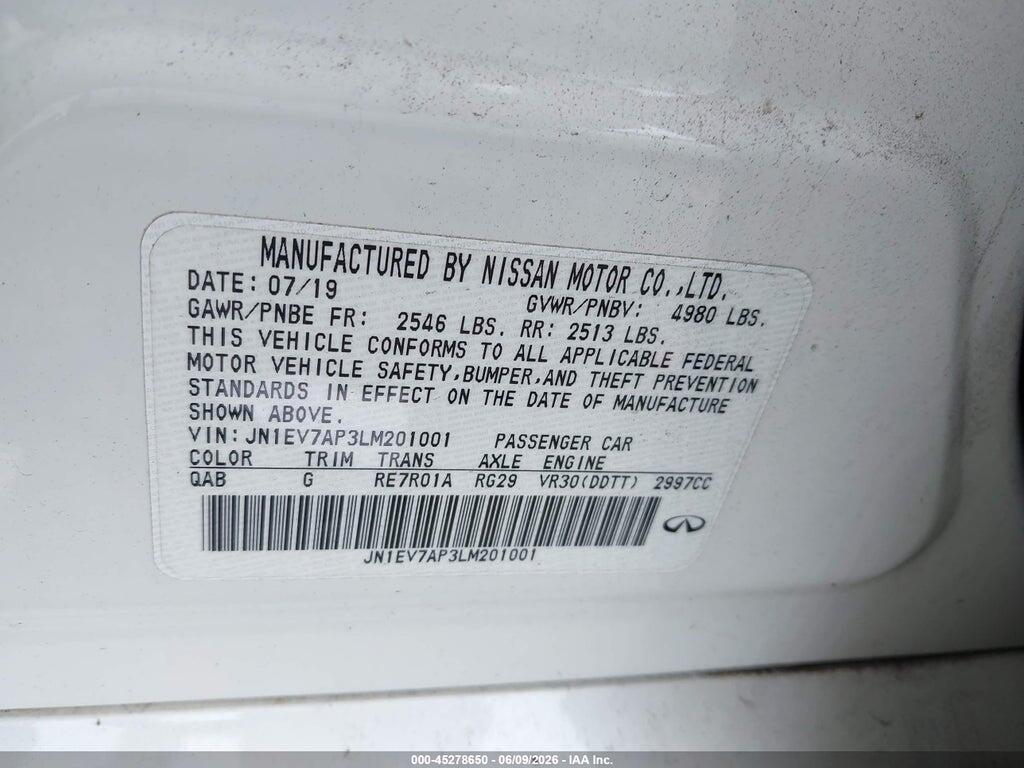 JN1EV7AP3LM201001 2020 INFINITI Q50 photo no. 9