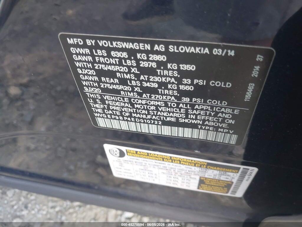 WVGEP9BP4ED010722 2014 VOLKSWAGEN TOUAREG photo no. 9