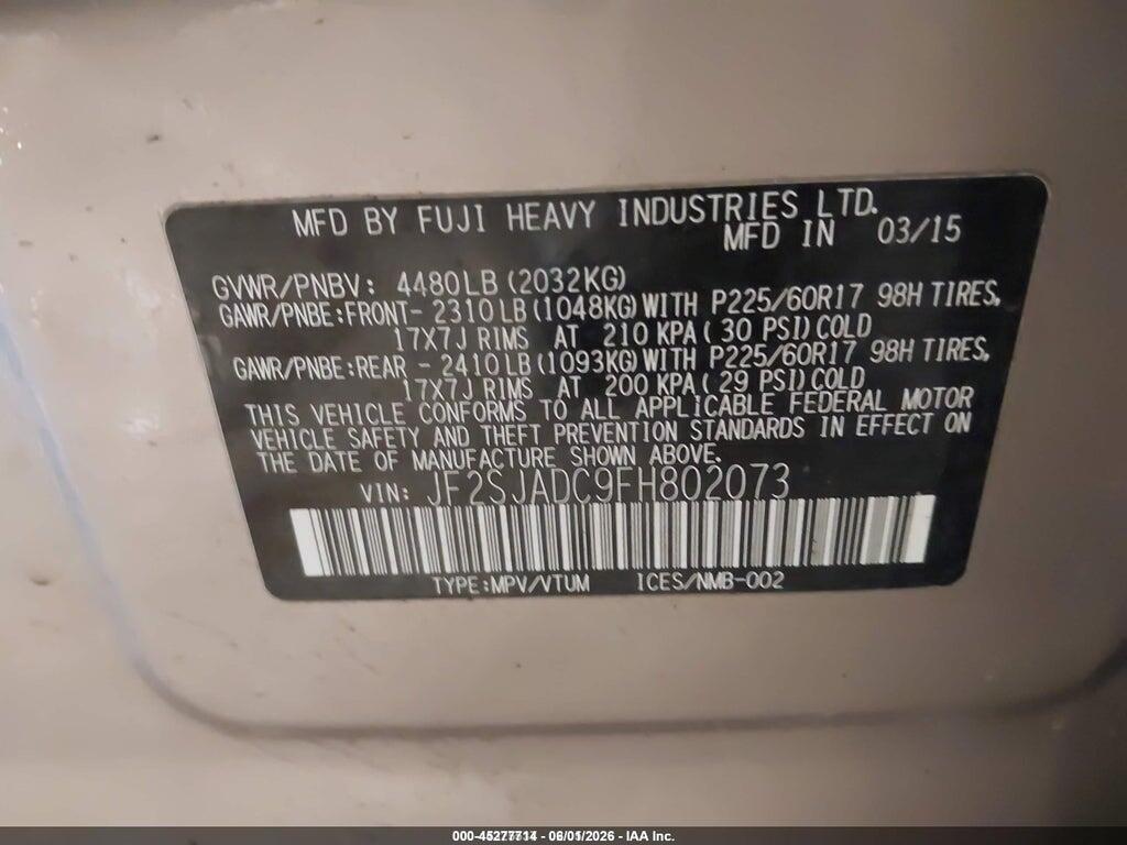 JF2SJADC9FH802073 2015 SUBARU FORESTER photo no. 9