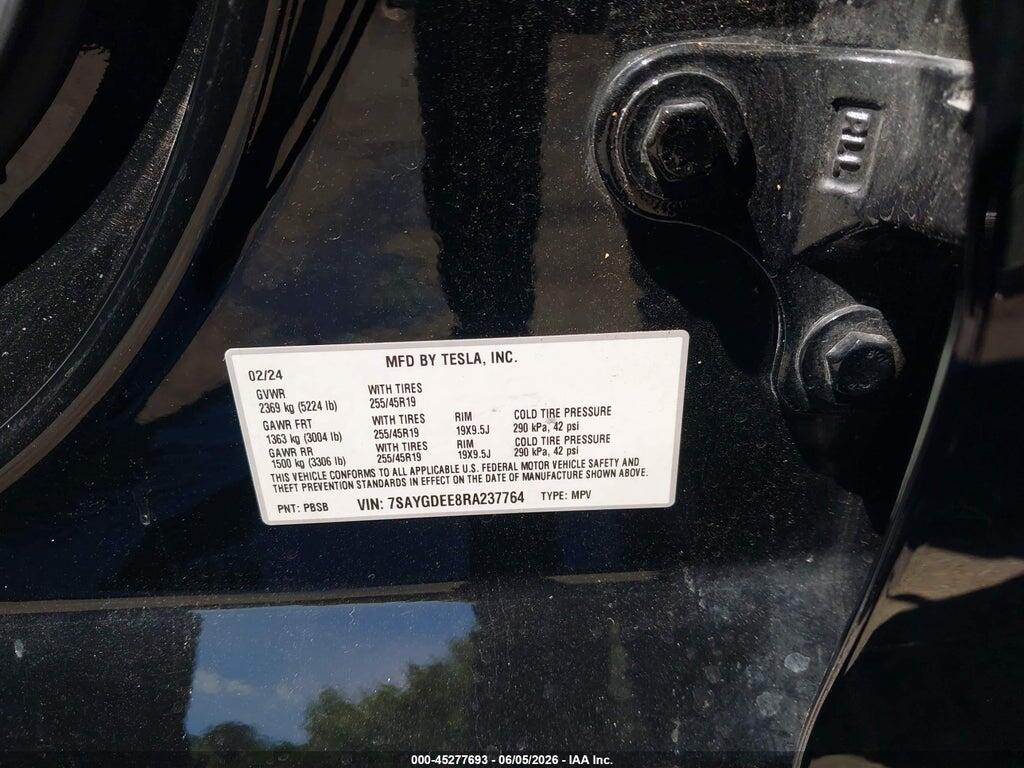 7SAYGDEE8RA237764 2024 TESLA MODEL Y photo no. 9