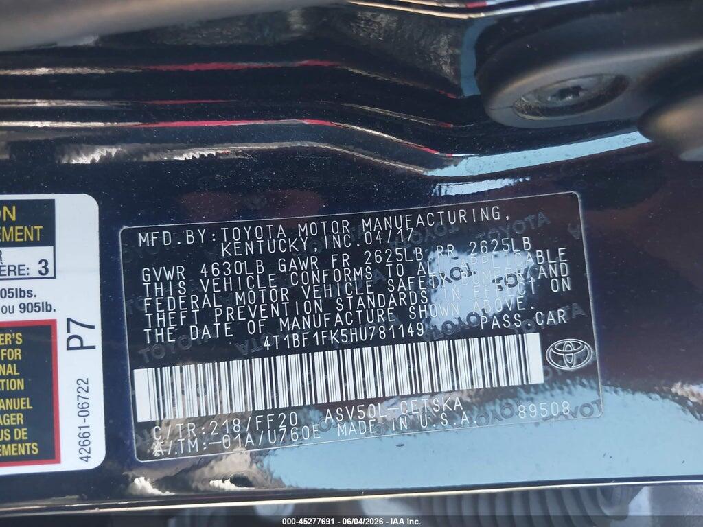 4T1BF1FK5HU781149 2017 TOYOTA CAMRY photo no. 9