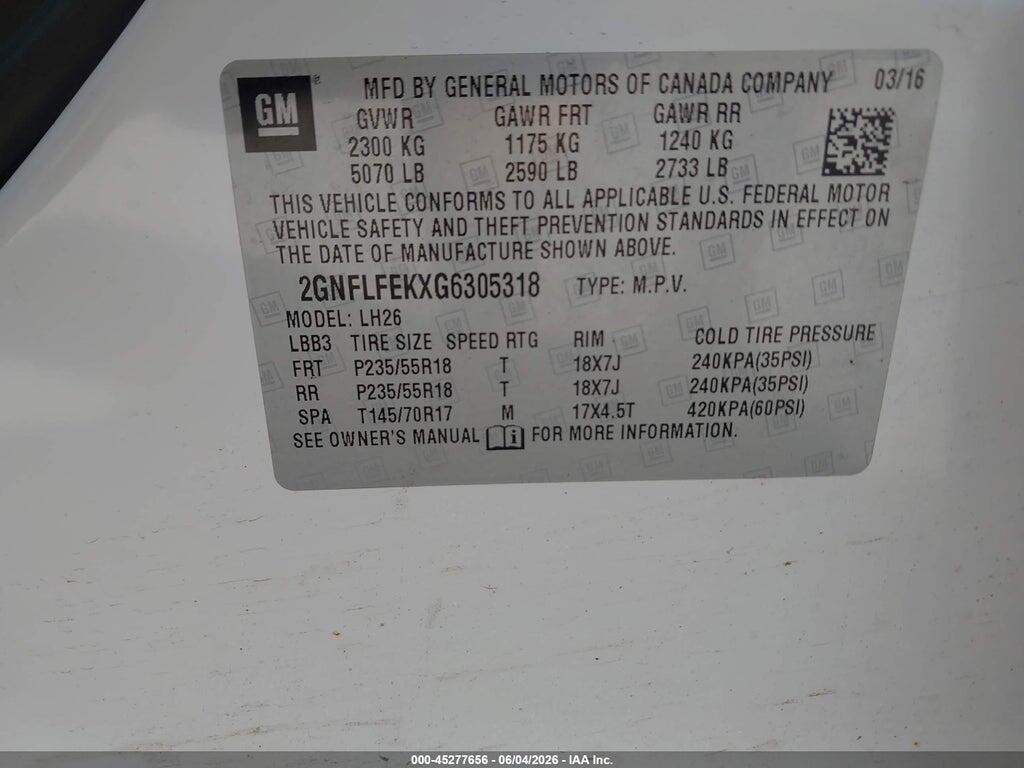2GNFLFEKXG6305318 2016 CHEVROLET EQUINOX photo no. 9