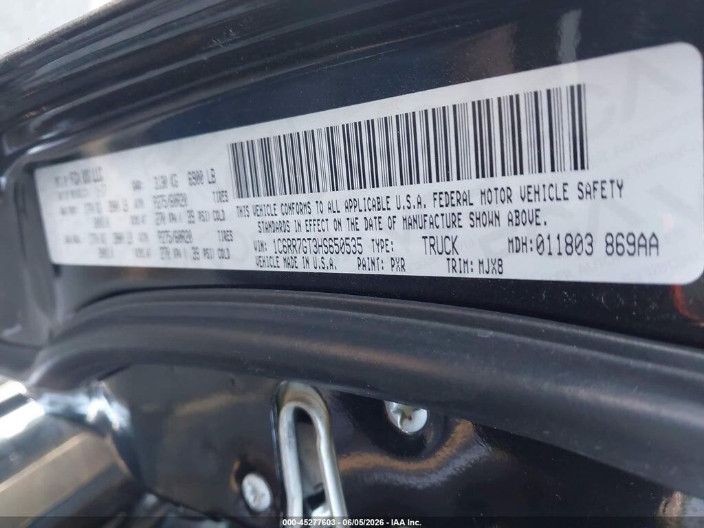 1C6RR7GT3HS650535 2017 RAM 1500 photo no. 9