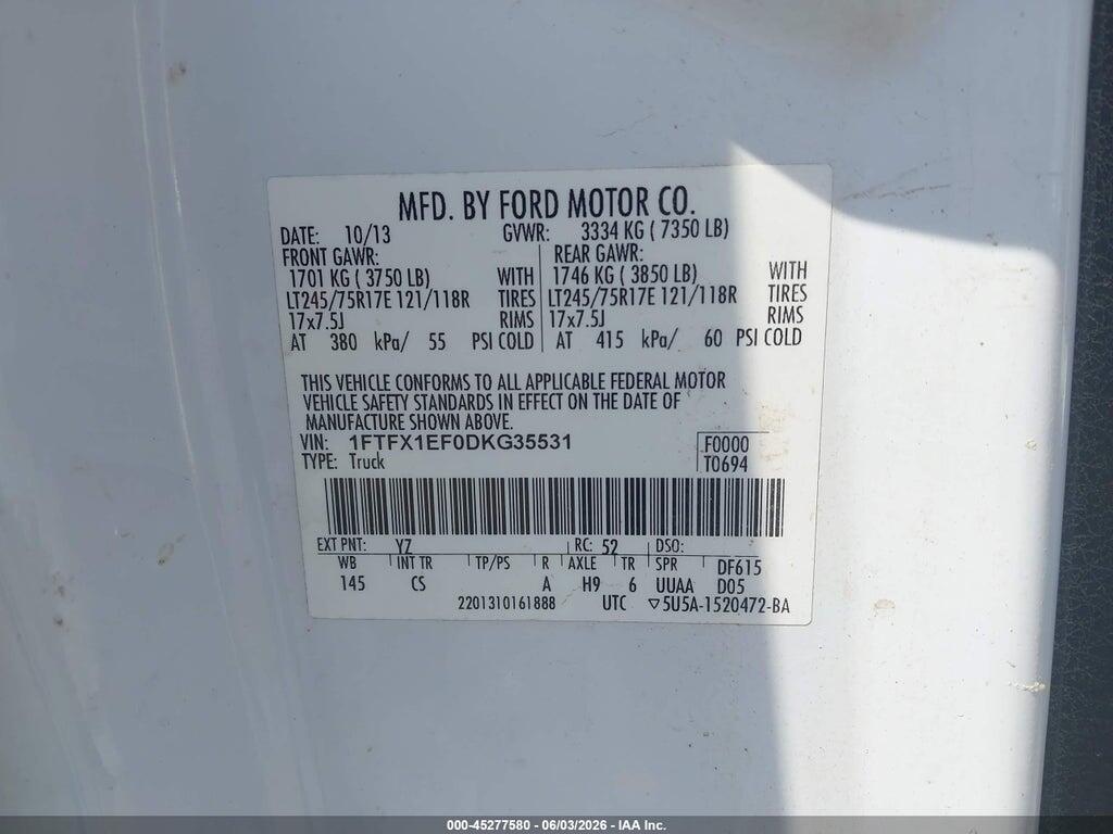 1FTFX1EF0DKG35531 2013 FORD F-150 photo no. 9