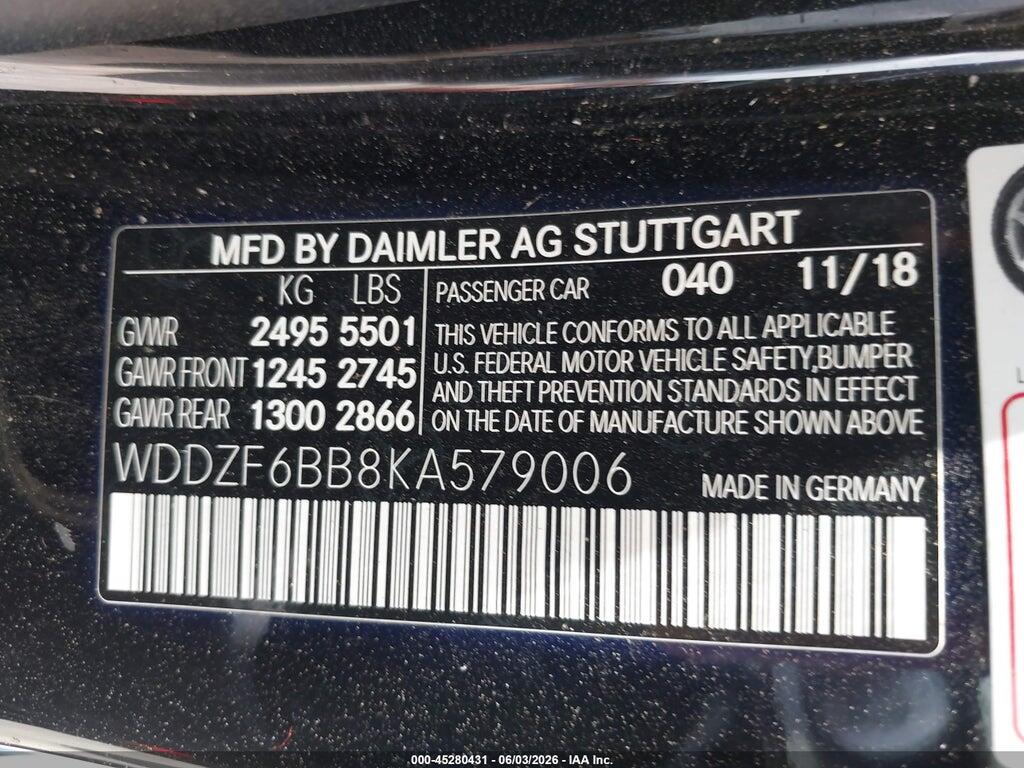 WDDZF6BB8KA579006 2019 MERCEDES-BENZ AMG E 53 photo no. 9