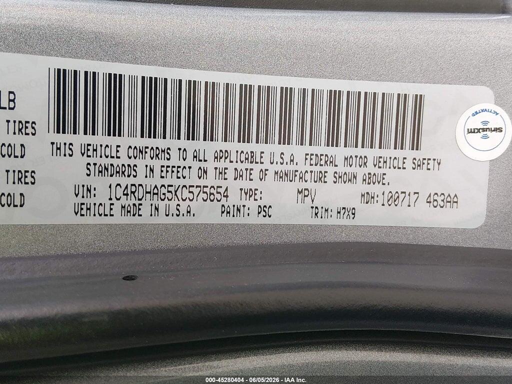 1C4RDHAG5KC575654 2019 DODGE DURANGO photo no. 9