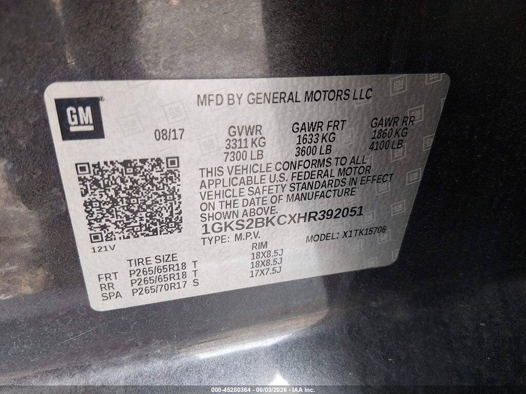1GKS2BKCXHR392051 2017 GMC YUKON photo no. 9