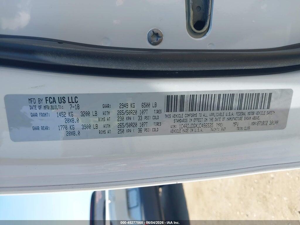 1C4RDJDGXJC486535 2018 DODGE DURANGO photo no. 9