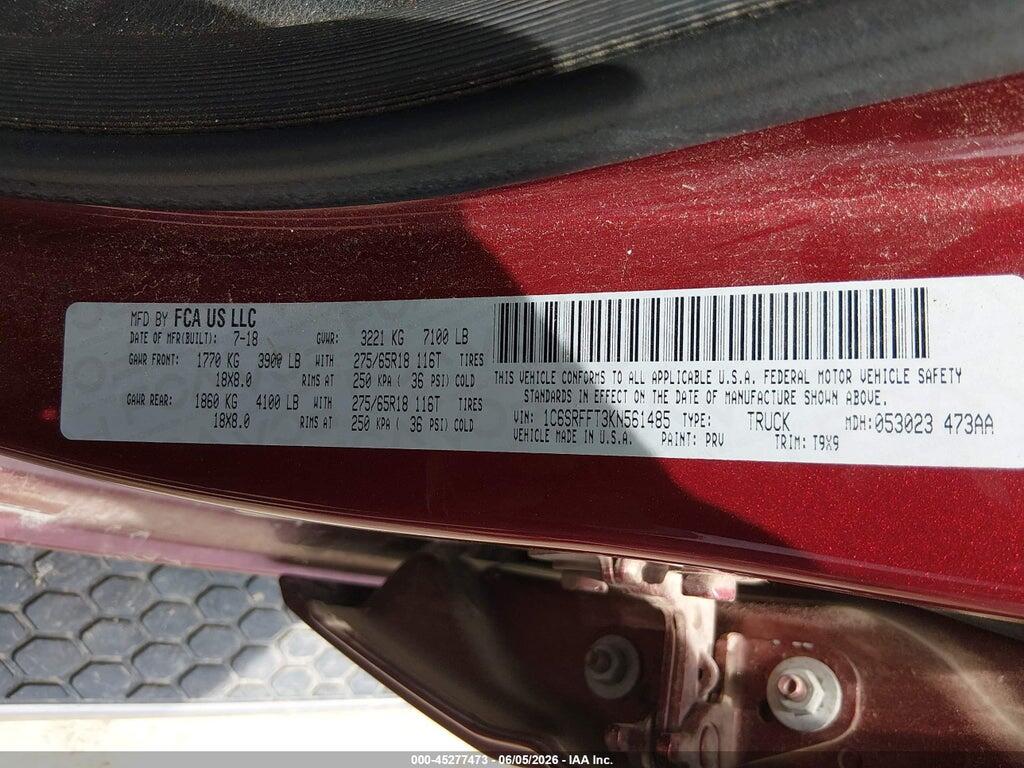 1C6SRFFT3KN561485 2019 RAM 1500 photo no. 9