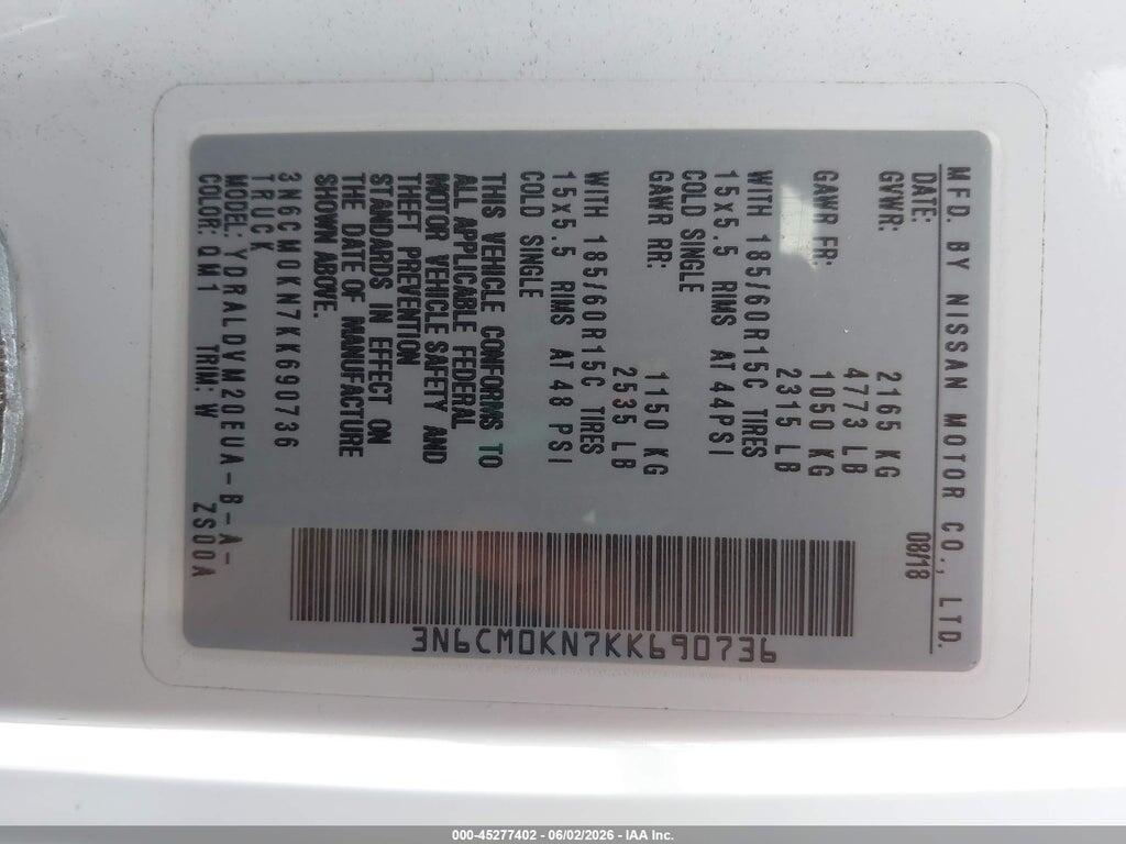 3N6CM0KN7KK690736 2019 NISSAN NV200 photo no. 9