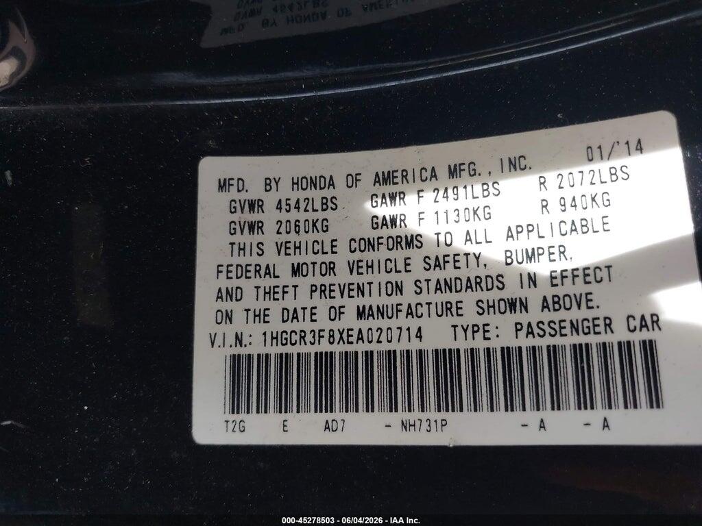 1HGCR3F8XEA020714 2014 HONDA ACCORD photo no. 9