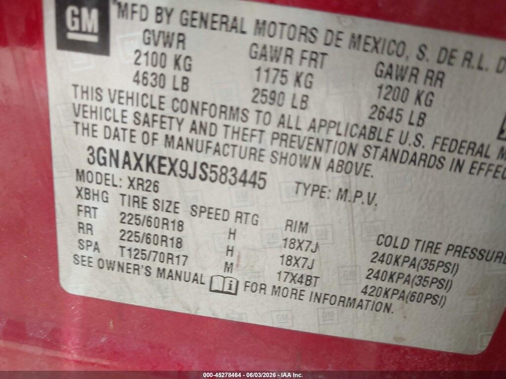 3GNAXKEX9JS583445 2018 CHEVROLET EQUINOX photo no. 9