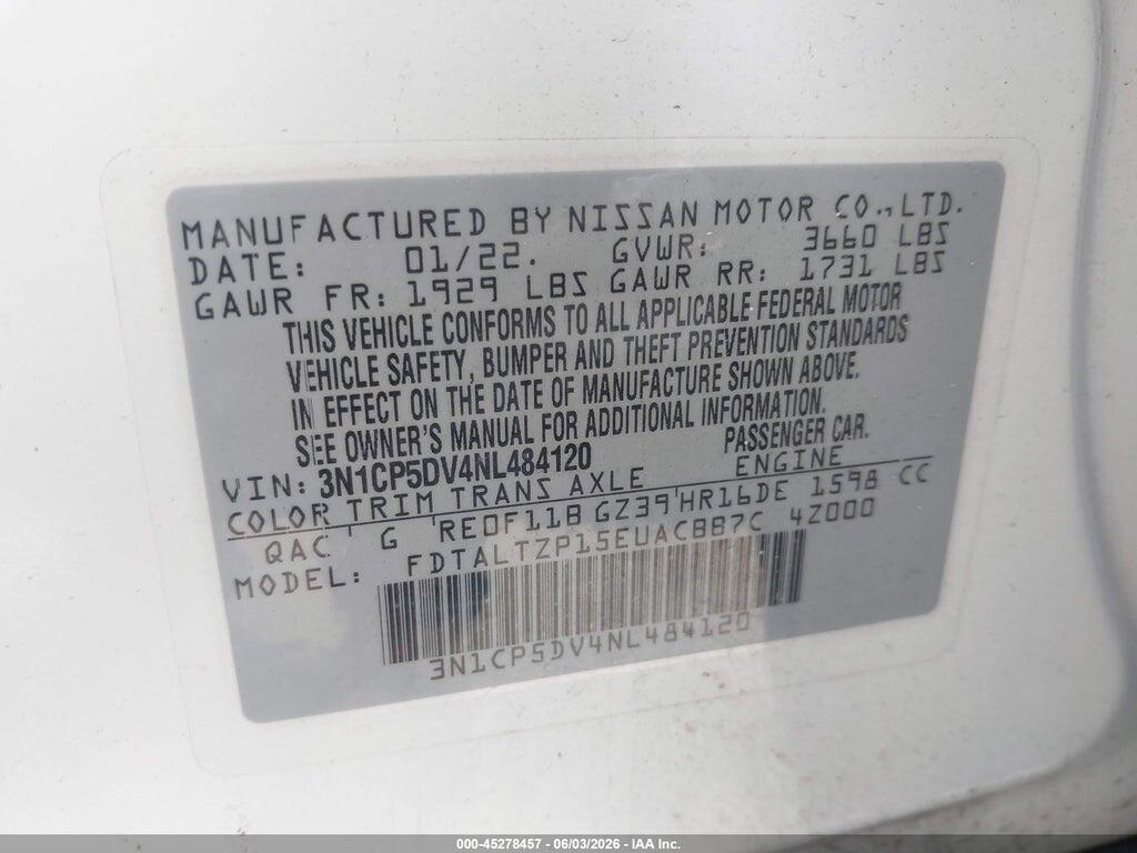3N1CP5DV4NL484120 2022 NISSAN KICKS photo no. 9