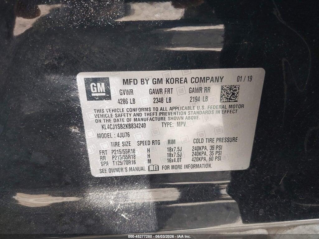 KL4CJ1SB2KB834240 2019 BUICK ENCORE photo no. 9