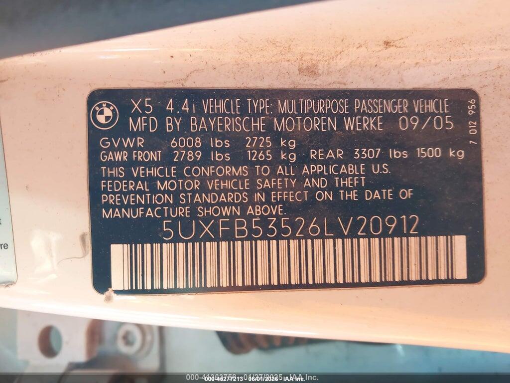 5UXFB53526LV20912 2006 BMW X5 photo no. 9
