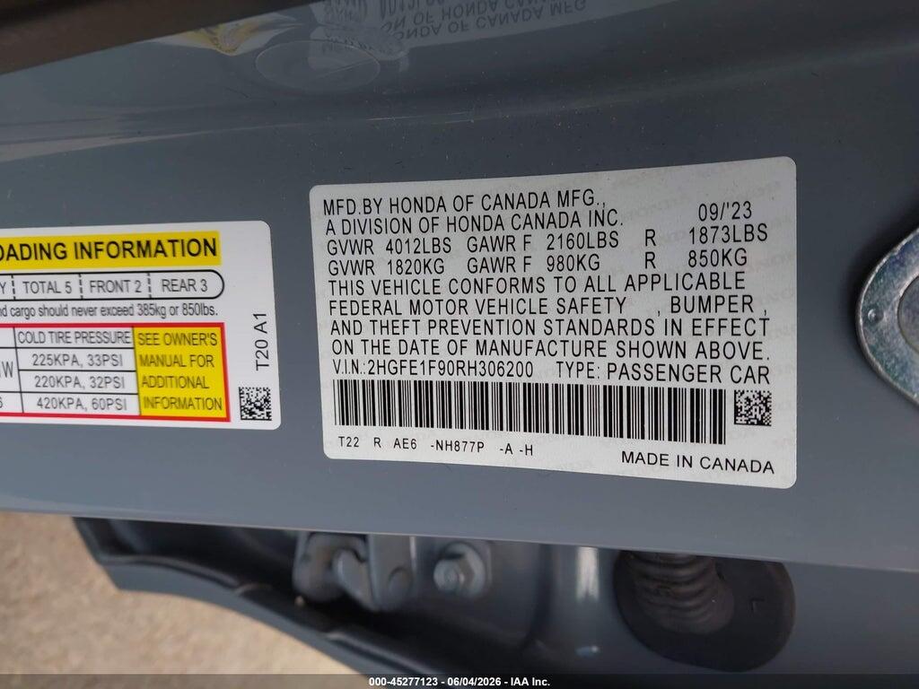 2HGFE1F90RH306200 2024 HONDA CIVIC photo no. 9