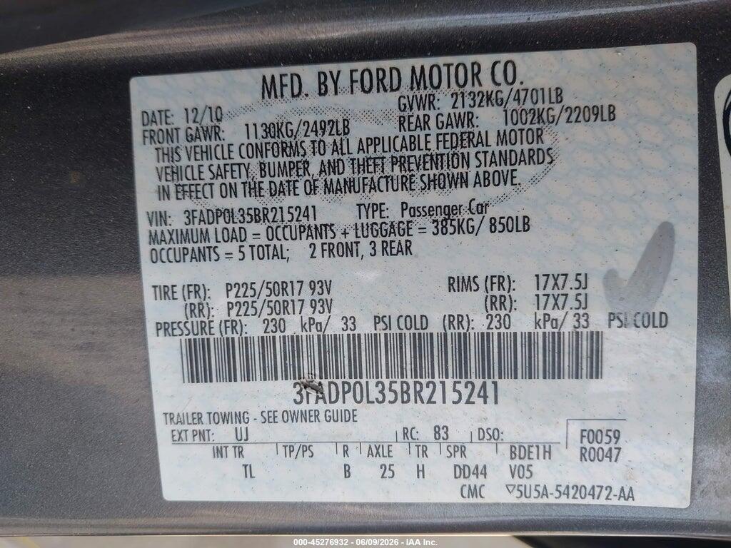 3FADP0L35BR215241 2011 FORD FUSION HYBRID photo no. 9